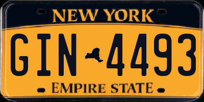 NY license plate GIN4493