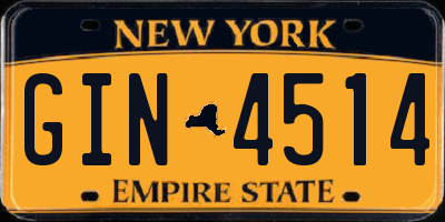 NY license plate GIN4514