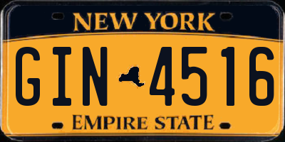 NY license plate GIN4516