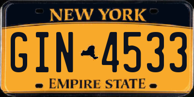 NY license plate GIN4533