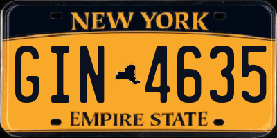NY license plate GIN4635