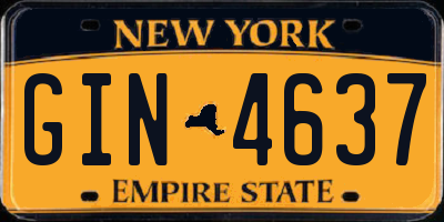 NY license plate GIN4637