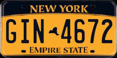 NY license plate GIN4672