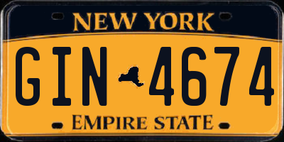 NY license plate GIN4674