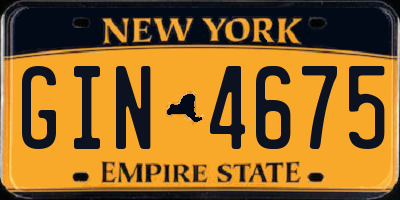 NY license plate GIN4675