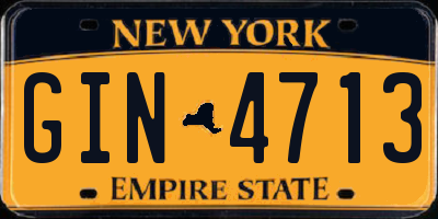 NY license plate GIN4713