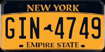 NY license plate GIN4749