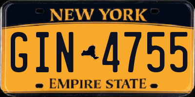 NY license plate GIN4755