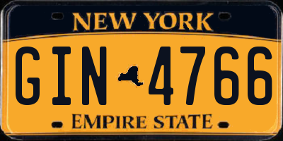 NY license plate GIN4766