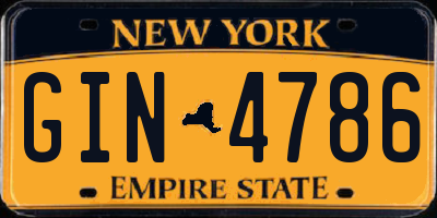 NY license plate GIN4786