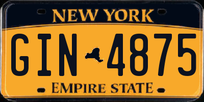 NY license plate GIN4875