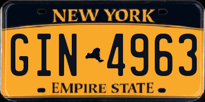 NY license plate GIN4963