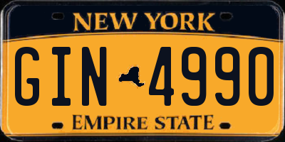 NY license plate GIN4990