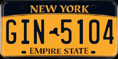 NY license plate GIN5104