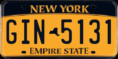 NY license plate GIN5131
