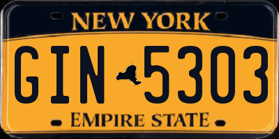NY license plate GIN5303