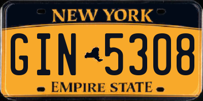 NY license plate GIN5308