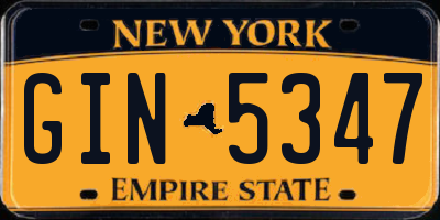 NY license plate GIN5347