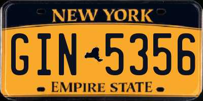 NY license plate GIN5356