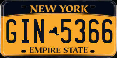 NY license plate GIN5366