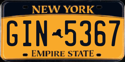 NY license plate GIN5367