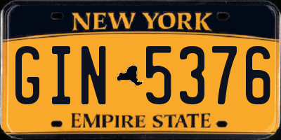 NY license plate GIN5376