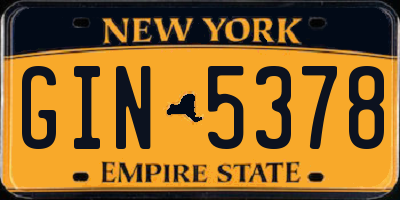 NY license plate GIN5378