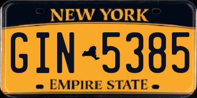 NY license plate GIN5385