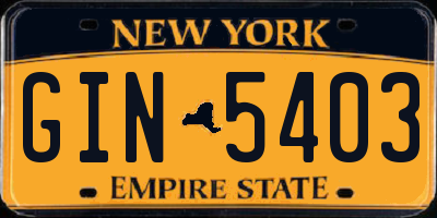 NY license plate GIN5403