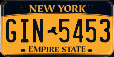 NY license plate GIN5453