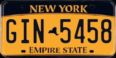 NY license plate GIN5458