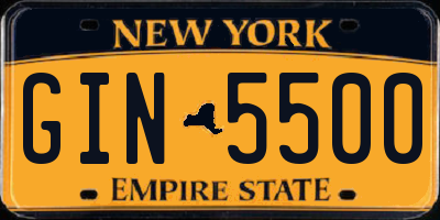 NY license plate GIN5500
