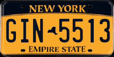 NY license plate GIN5513