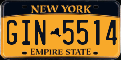 NY license plate GIN5514