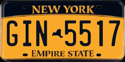 NY license plate GIN5517
