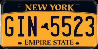 NY license plate GIN5523