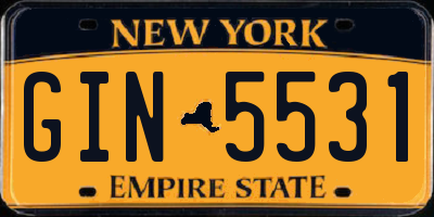 NY license plate GIN5531