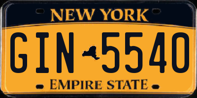 NY license plate GIN5540