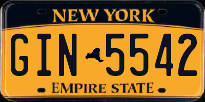 NY license plate GIN5542