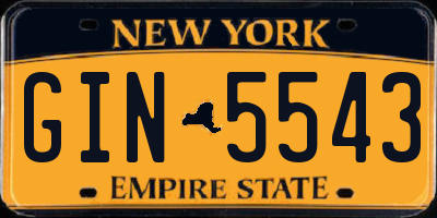 NY license plate GIN5543