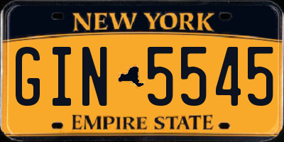 NY license plate GIN5545