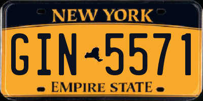 NY license plate GIN5571