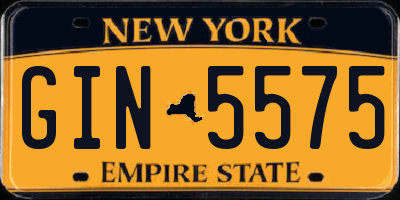NY license plate GIN5575