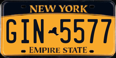 NY license plate GIN5577