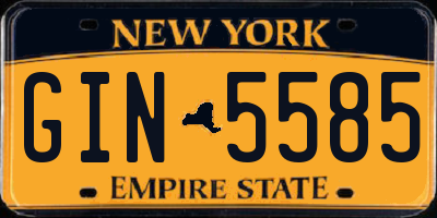 NY license plate GIN5585