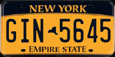 NY license plate GIN5645