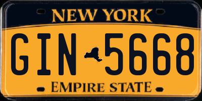 NY license plate GIN5668