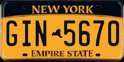 NY license plate GIN5670