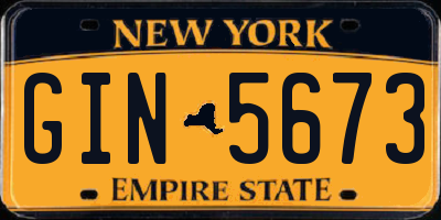 NY license plate GIN5673