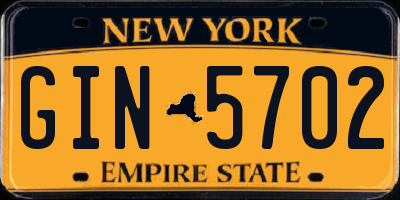 NY license plate GIN5702